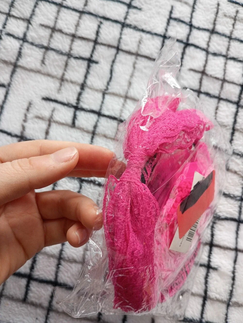 Pink 80's Costume Accessory Set Earrings, Necklace, Fishnet Gloves, Headband NEW